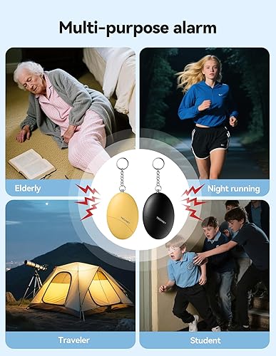 Miniatura 6 de TECKNET Alarma de seguridad personal para mujeres, paquete de 2 llaveros de autodefensa, alarma personal de 130 dB, llavero de seguridad de sirena