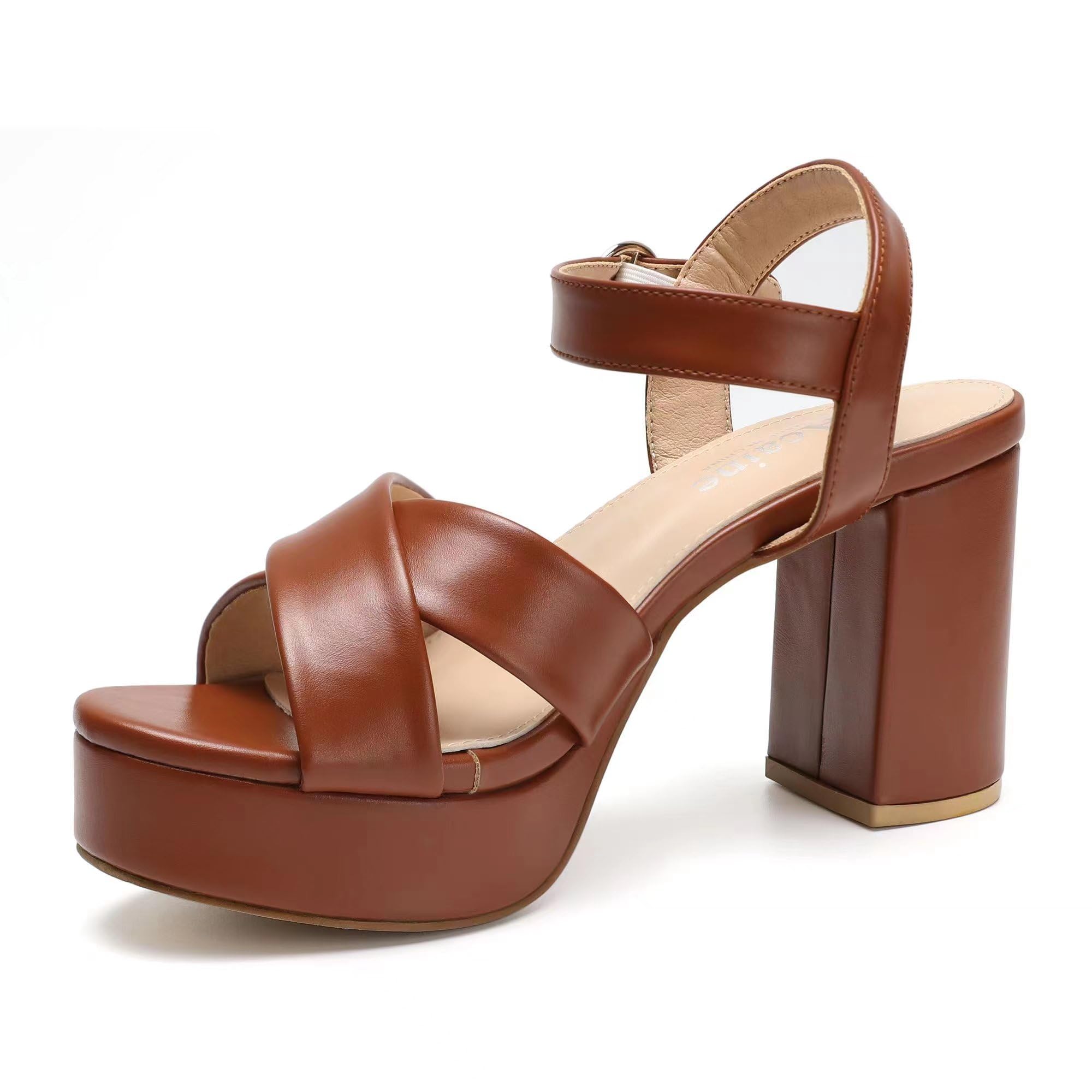 Women's Heeled Sandals Platform Sandals Chunky Heels Ankle Strap Open Toe Wedding Party Dress Sandals Shoes