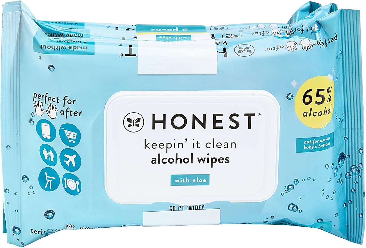 The Honest Company Sanitizing Alcohol Wipes, Unscented, 50