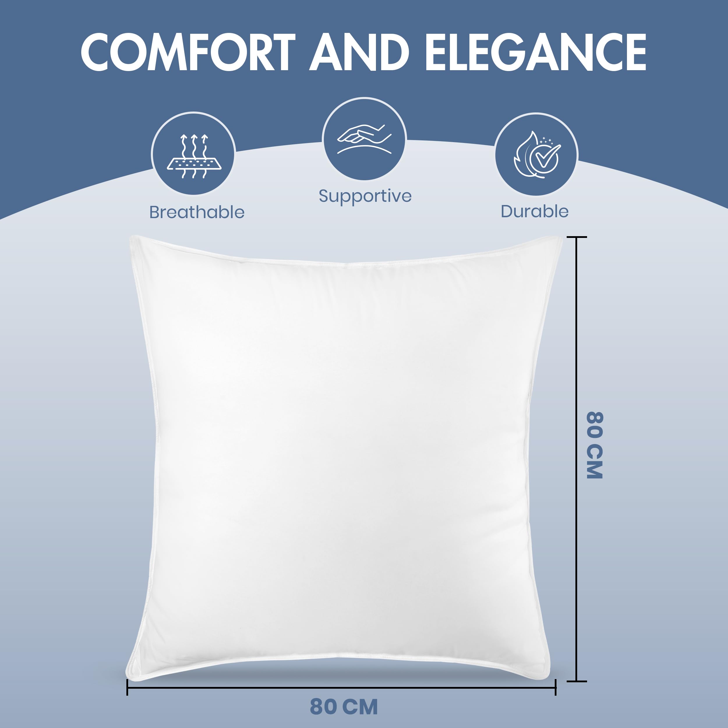 Utopia Bedding Cuscini Letto (Set di 2), 80 x 80 cm Guanciali Letto Coppia, 3D Fibra di Poliestere (Bianco)