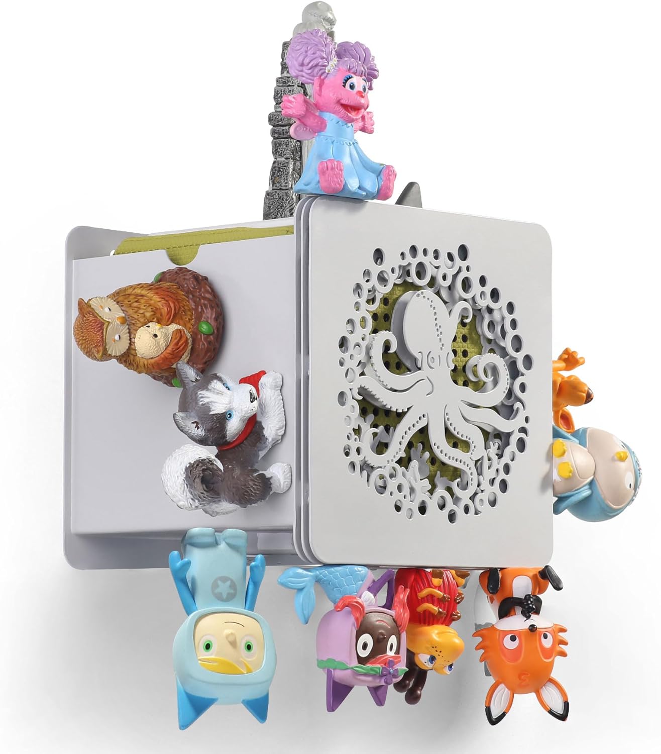 Grey Octopus Shape for TonieBox Storage Organizer Shelf, Magnetic TonieHolder & Tonie Display Stand for TonieBox 1/2, Tonie Storage Rack Holds 25‑40 Tonie Characters