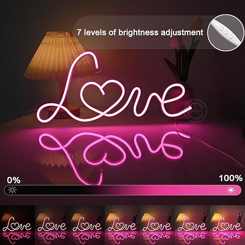 Miniatura 3 de Britrio Letrero de luz LED de neón rosa para decoración de pared para dormitorio de niña, Navidad, día de San Valentín, esposa, mujer, regalo de