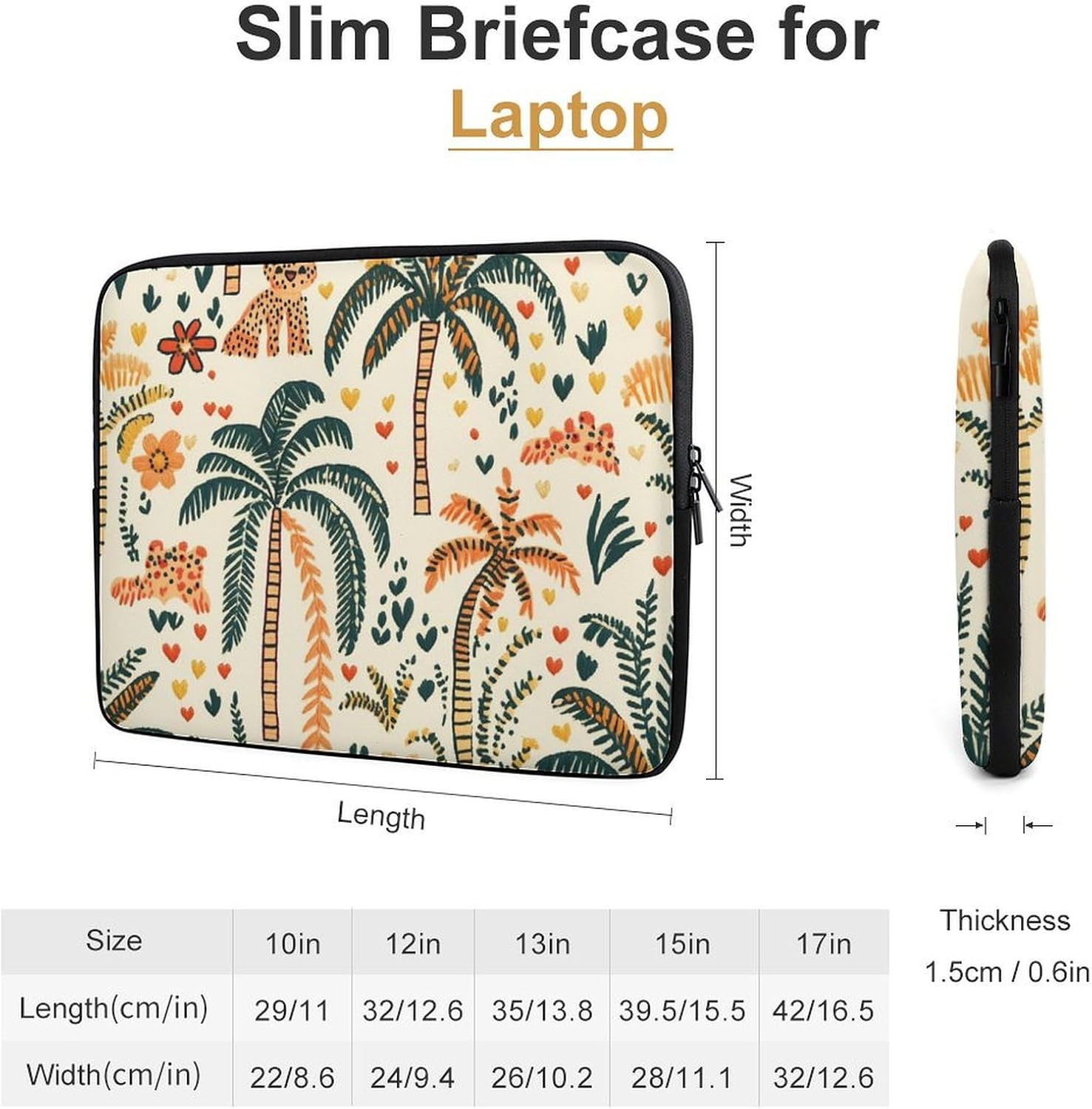 Tropical Palms Tree Leopards Laptop Case Sleeve Computer Tablet Bag image 4