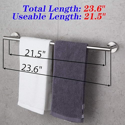 Miniatura 2 de GERZWY Barra para toallas de baño de 24 pulgadas, de acero inoxidable cepillado, estilo contemporáneo, montaje en pared para baño y cocina