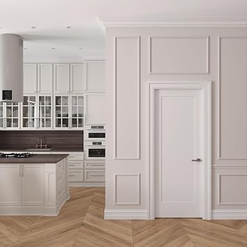 30 in. x 80 in. Right-Handed Solid Core Prehung Interior Door White Primed Single Panel with Satin Nickel Hinges