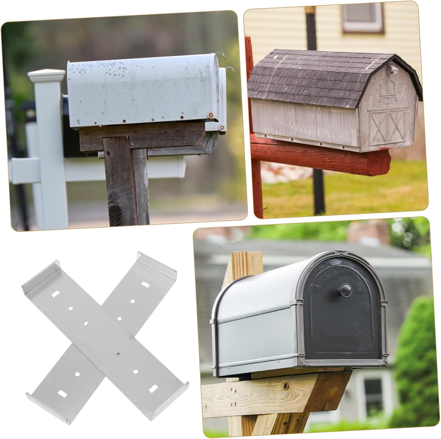 ORFOFE 2 Pcs Metal Mailbox Mounting Bracket Sturdy Base Plate for Wide Mailbox Installation Easy DIY Mounting for Post Mounting