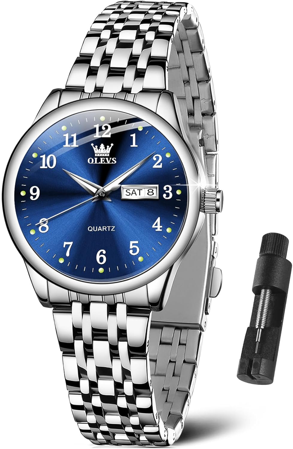 OLEVS Luxury Ladies Watches,Women’s Watch with Day and Date,Female Watch for Small Wrist,Gold Stainless Steel Watches for Women,Easy Read Ladies Wrist Watches Waterproof（Adjustable Strap