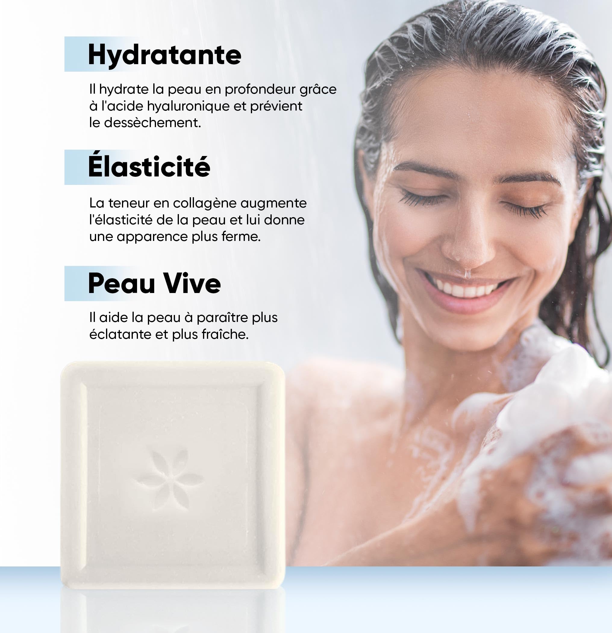 PHYTOFLORA Savon Collagene & Acide Hyaluronique 100 gr 1pc | Hydratant, Exfoliant Visage et Corps | Soin Naturel pour Peau Jeune et Éclatante - Savon Solide Collagene Shampoing sans Sulfate