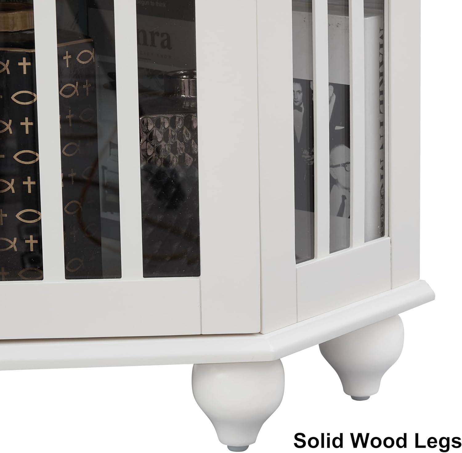 Tall ​Corner Cabinet with Glass Doors Glass Display Curio Cabinet with Adjustable Shelves Home Office Floor Standing Display Cabinet for Bar Liquor Storage Medal E26 Light Bulb Not Included White