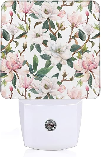 Summer Flower Night Light, Pink Nightlight Plug into Wall with Dusk to Dawn Sensor, LED Lamp Energy Saving Lights for Women Girls,Lamp for Bedroom Bathroom Hallway