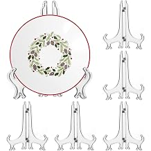 LonlyEagle 6 Pack 8 Inch Clear Plastic Easels or Stand/Plate Holders to Display Pictures or Other Items at Weddings, Plate Stands for Home Decoration, Birthdays, Tables