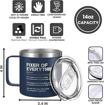 KATLADIZ Thank You Gifts for Men, Boss, Coworker, Manager, Office, Mentor - Coworker Gifts, Boss Gift for Men - Birthday, Fathers Day Gift for Mens - 14 Oz Stainless Steel Coffee Mug