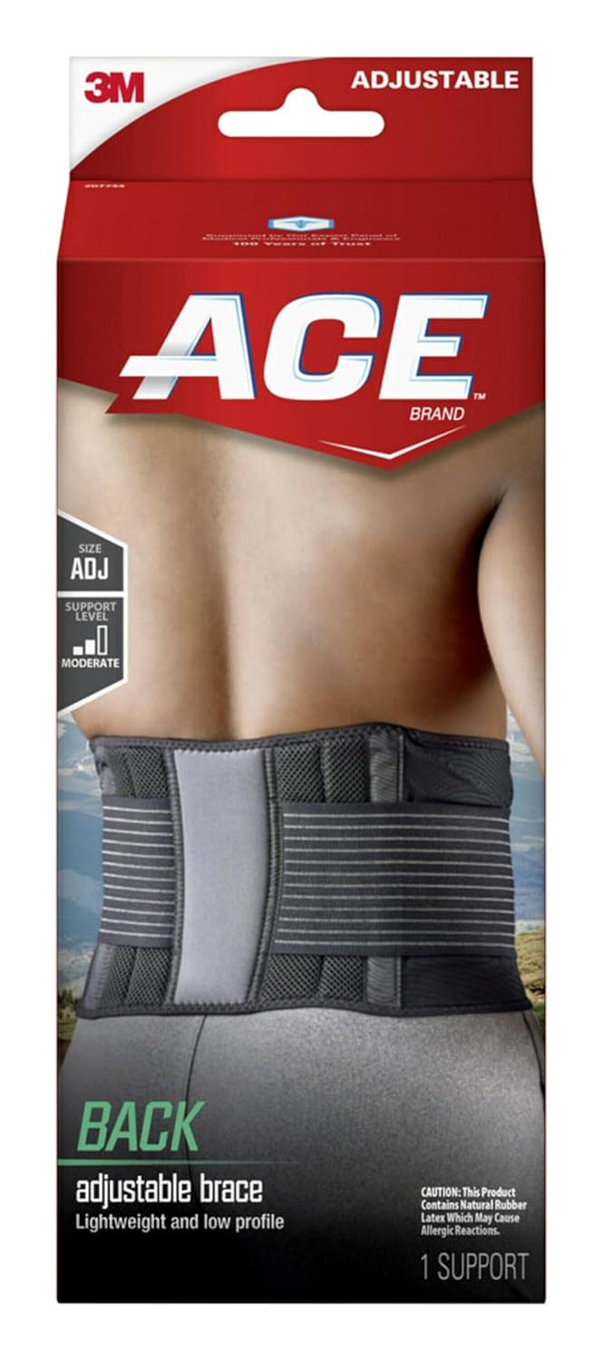 ACE Back Brace, Doctor Developed, Adjustable, Black