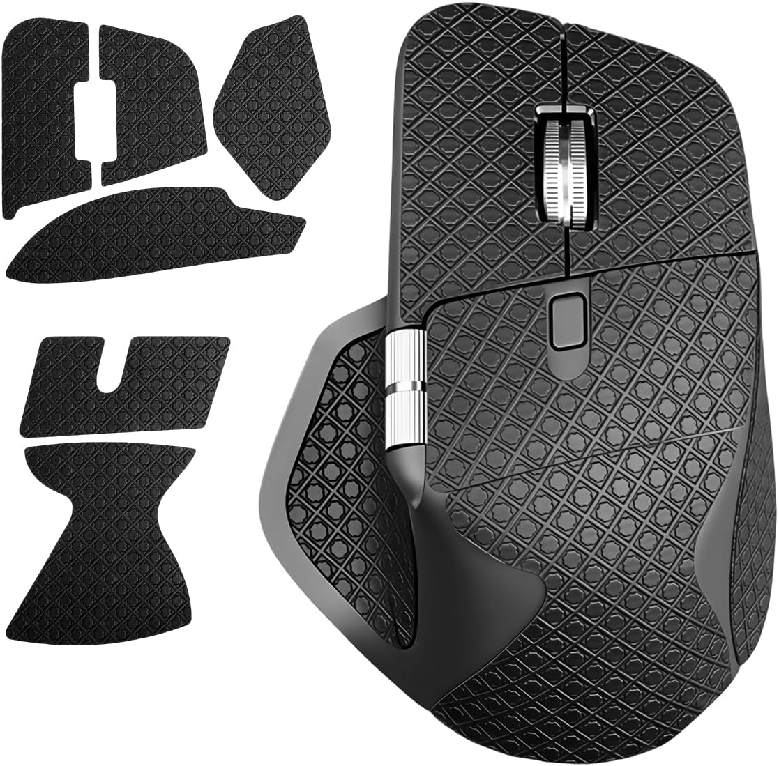 Compatible with Logitech MX Master 4, Gaming Mouse Anti-Slip Grip Tape Pre-Cut Adhesive Skin Protector, Sweat-Resistant PU Textured Mouse Grip Skin Cover, Peel and Stick, Traceless Adhesive