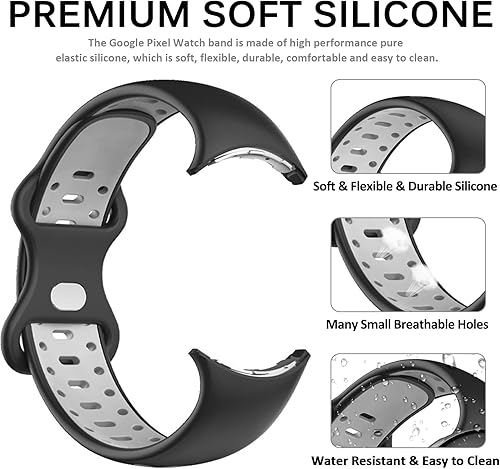 Miniatura 2 de Miimall Compatible con Google Pixel Watch 2 2023, correa Pixel Watch 2022, correa deportiva de silicona suave impermeable para Google Pixel Watch 21