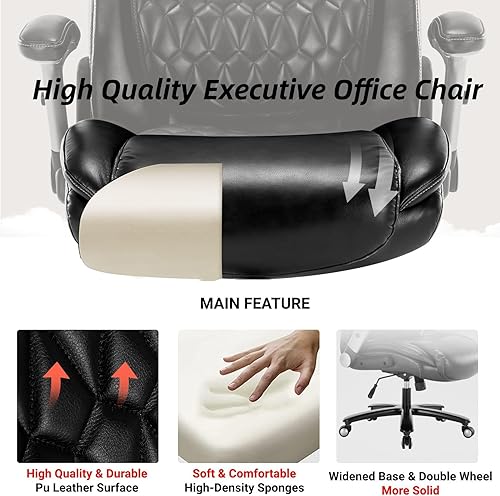 Miniatura 4 de Silla de escritorio de oficina, silla de oficina grande y alta, silla de oficina de piel sintética, silla de computadora, silla de oficina ejecutiva