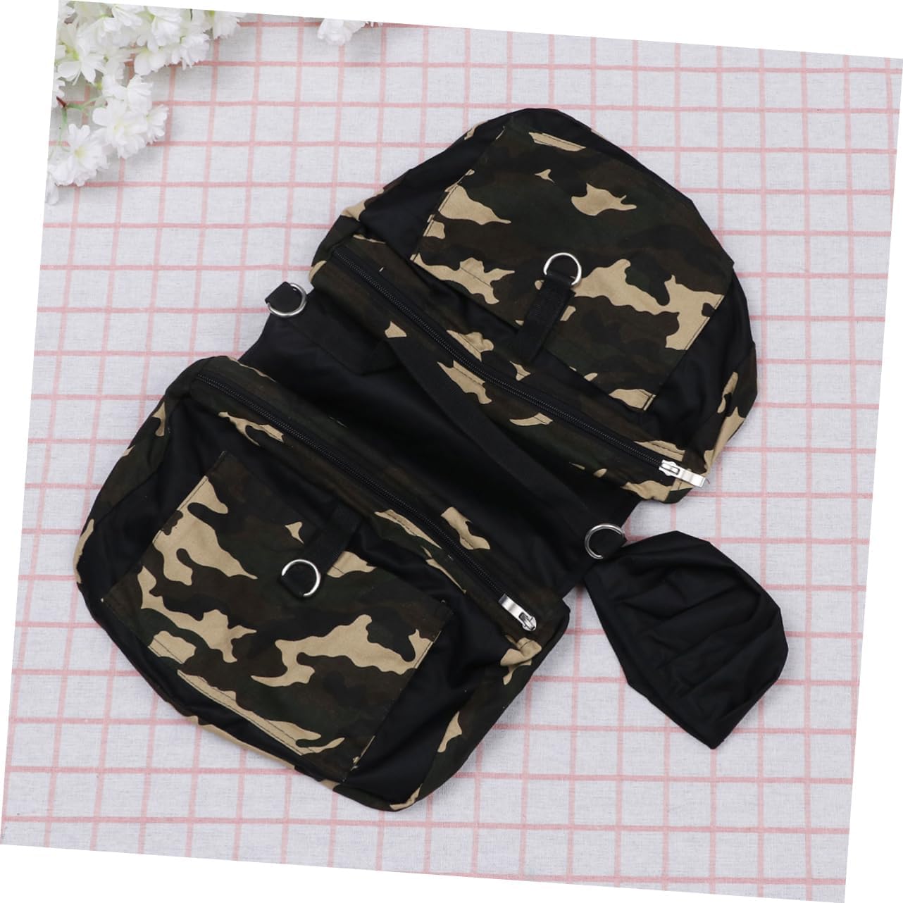 Amosfun Dog Hiking Backpack Carrier Sturdy Oxford Material Side Pockets Rear Leash Hook