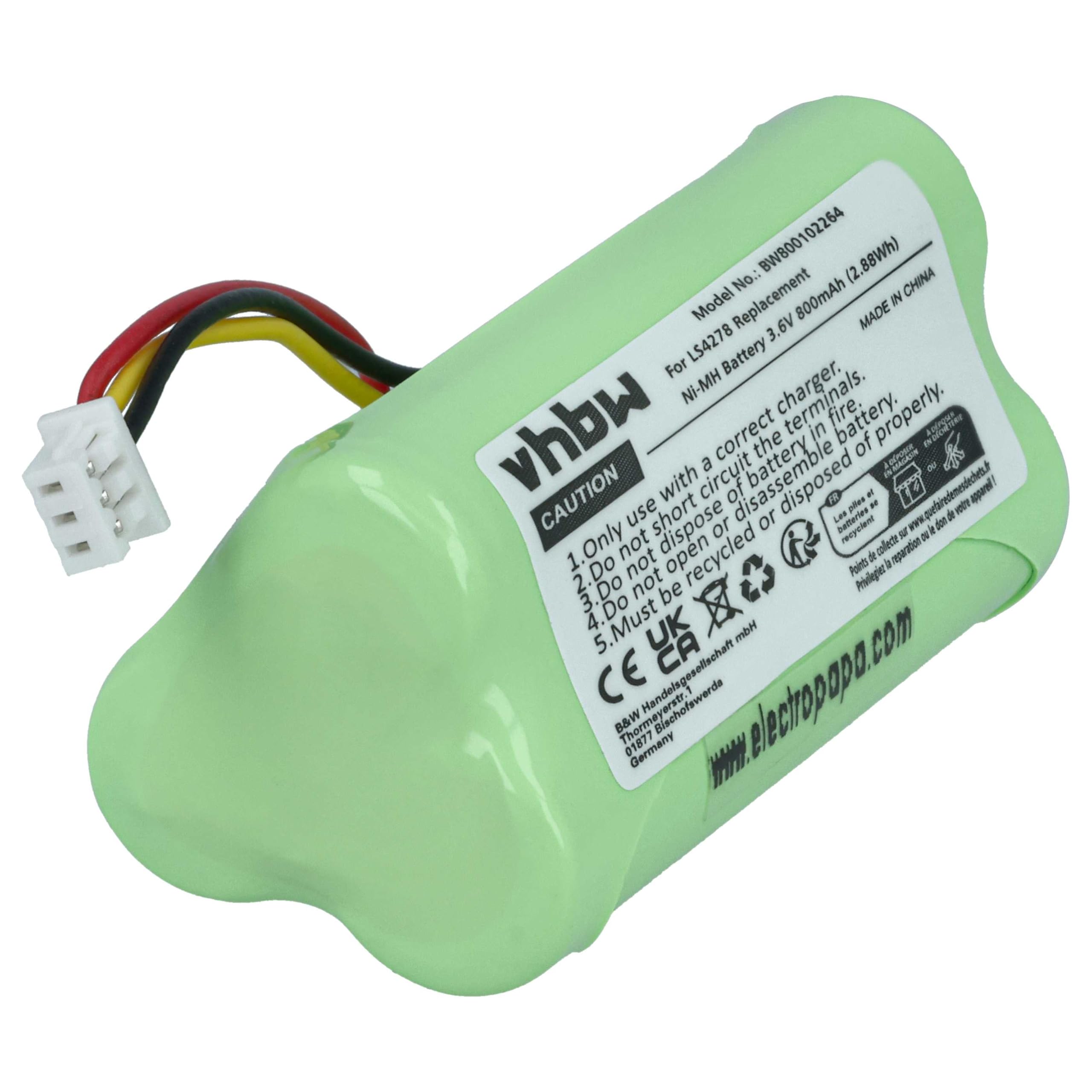 vhbw 5X batería Compatible con Symbol LS4278 escáner códigos de Barra, TPV (800 mAh, 3,6 V, NiMH)