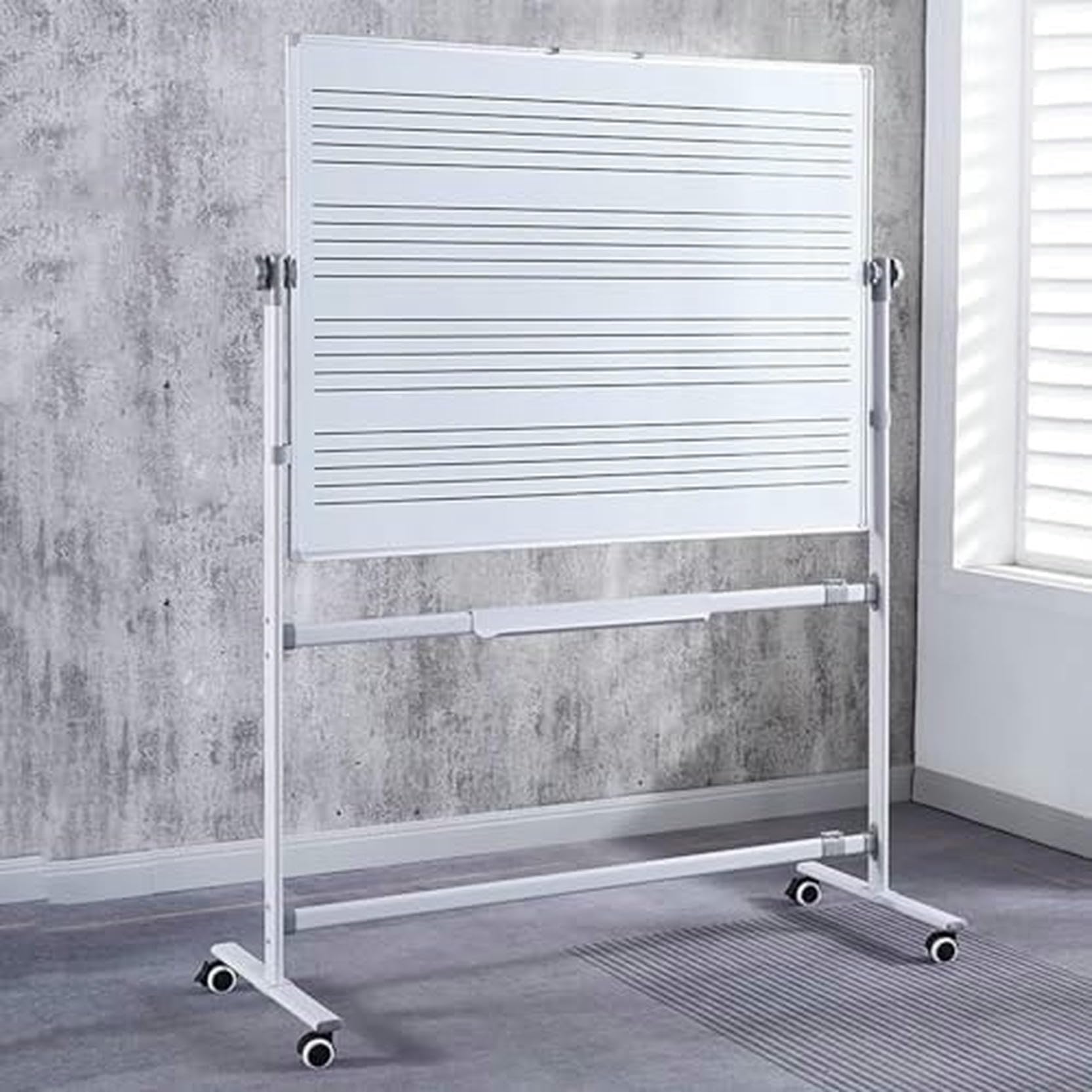 Pizarra del Personal De Música Móvil, Tablero De Borrado Seco Magnético De Doble Cara sobre Ruedas para La Escuela, Uso Doméstico, 90x120 Cm