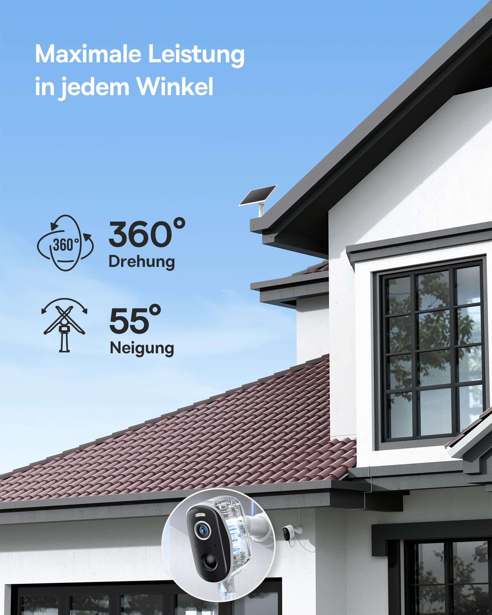 Baseus Security A1 3W Solarpanel für Überwachungskamera Aussen Akku, Solar Panel IP67 Wasserdicht, 4-Meter-Kabel, Solarmodul Kompatibel mit Baseus Kamera N1, S1 Series Für Unendliche Solarenergie