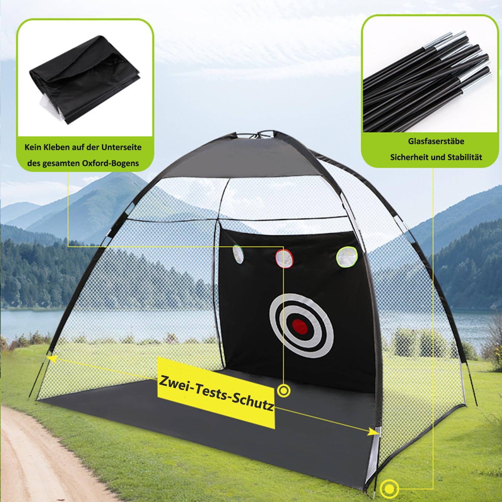 Golfnetz, Golf Trainingsnetz mit Schlagmatte für Hinterhof Drinnen Draußen Chipping Driving, Geschenk für Männer