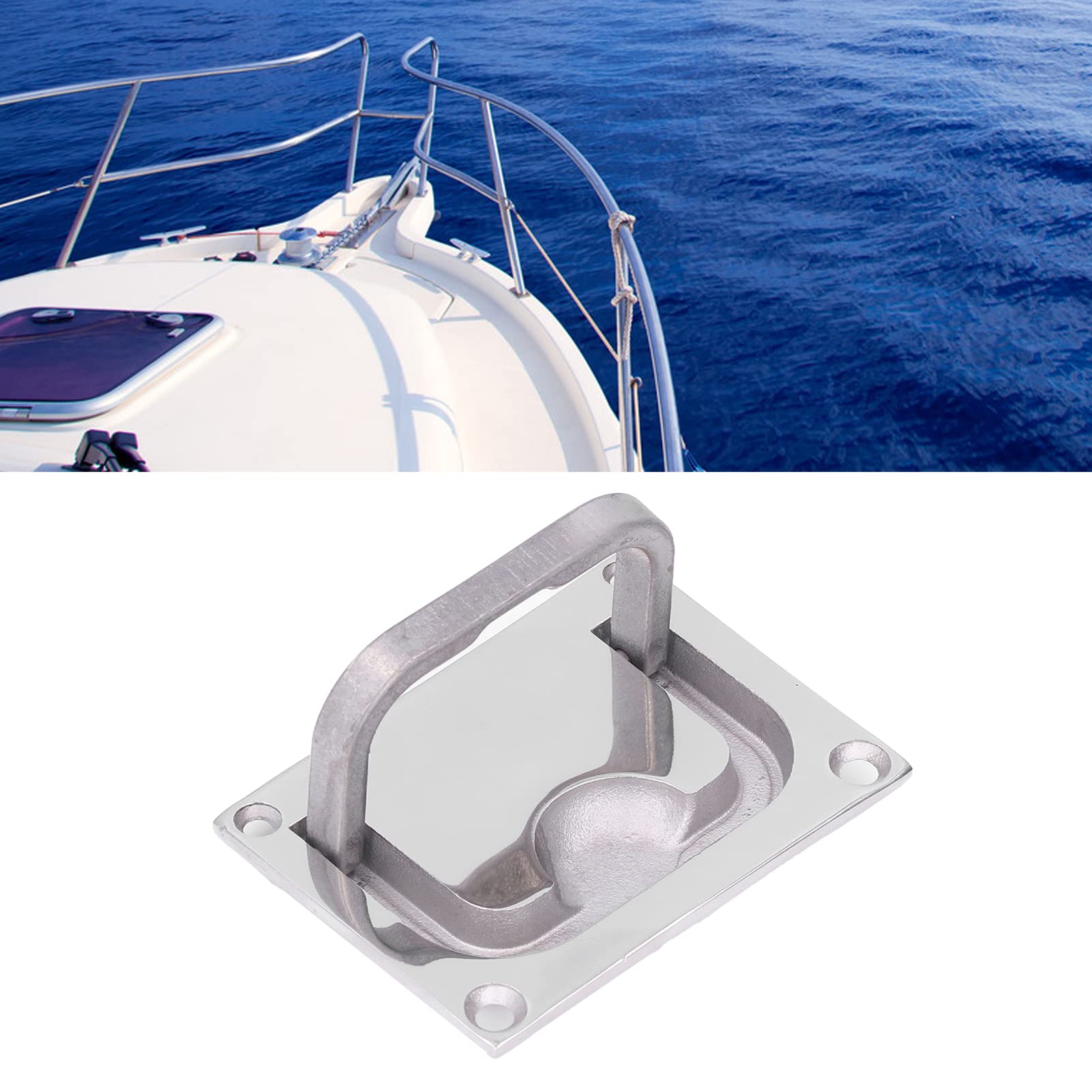 Marine 316 ze Stali Nierdzewnej Kwadratowy pierścień do łodzi Właz Pull Flush Lift Uchwyt Pokrywy Pokładu do Statków i Drzwi Wejściowych (96 * 69mm)