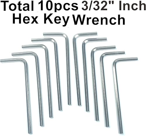 Miniatura 2 de ZDingTech Juego de 10 llaves Allen de 332, juego de llaves hexagonales de 332 pulgadas, llave de puerta Allen en forma de L con brazo largo.