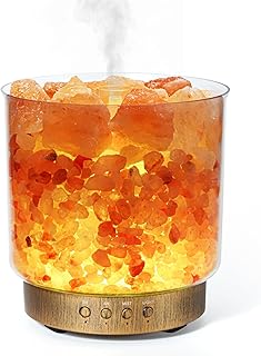 DqBaoKuan Essential Oil Diffuser, 3-in-1 Aromatherapy Diffuser & Himalayan Salt Lamp & Ultrasonic Humidifier with Timer for Large Room, Intermitten Mist Up to 20 hrs, 7 Color Light Auto Shut-off 300ml