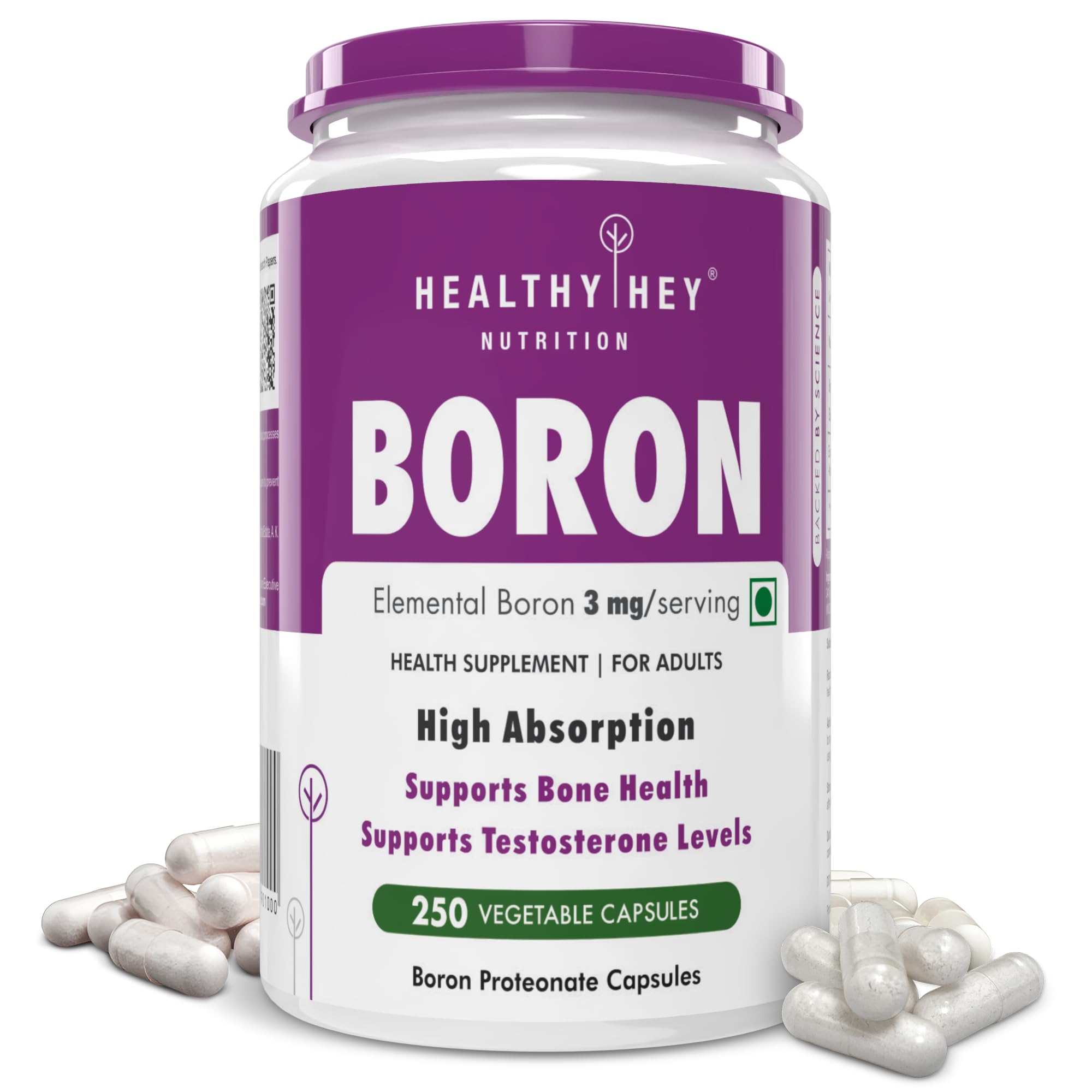 HealthyHey Nutrition Boron Advanced Chelated - 250 Veggie Capsules - Gluten Free, Non-GMO