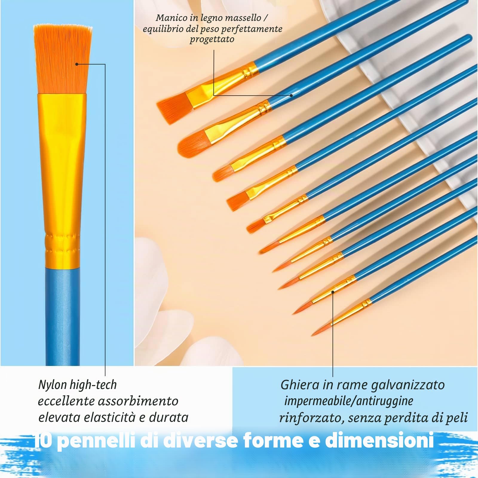 Set da 54 tele con cavalletto, 8 x 10 pollici, con cavalletti in legno, set di pennelli per pittura su tela, kit per pittura ad acrilico, olio e acquerello per principianti, artigianato artistico
