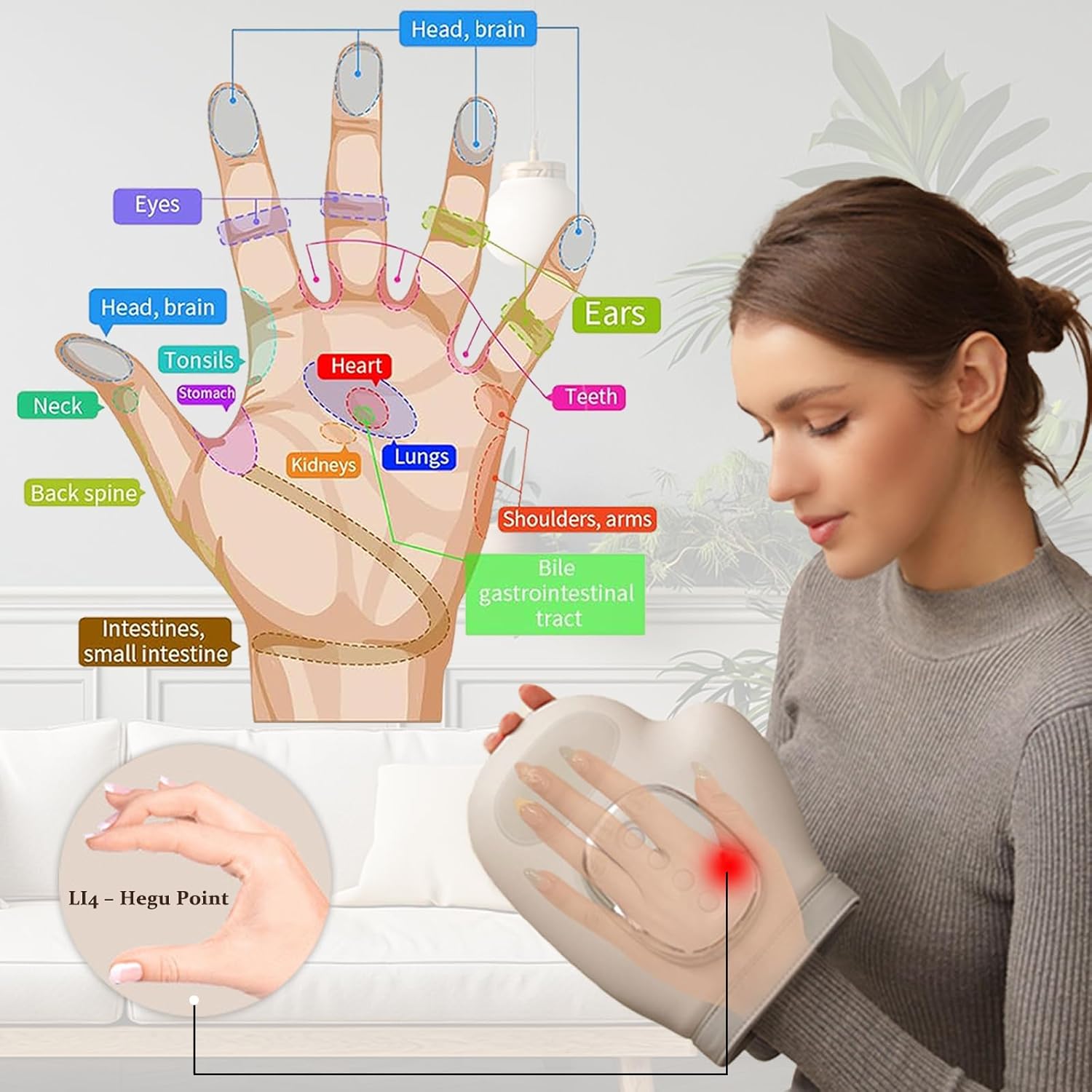 Hand Massager with Heat and Compression, 3 Massage Modes and 5 Compression Intensities, Ideal Gift for Women and Men