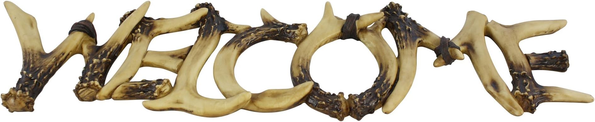Pine Ridge Rustic Wall Hanging Faux Antler 24"x6.5" Welcome Sign - Beautifully Hand Painted and Crafted Deer Antler Look Polyresin For Home, Hunting Cabin and Lodge
