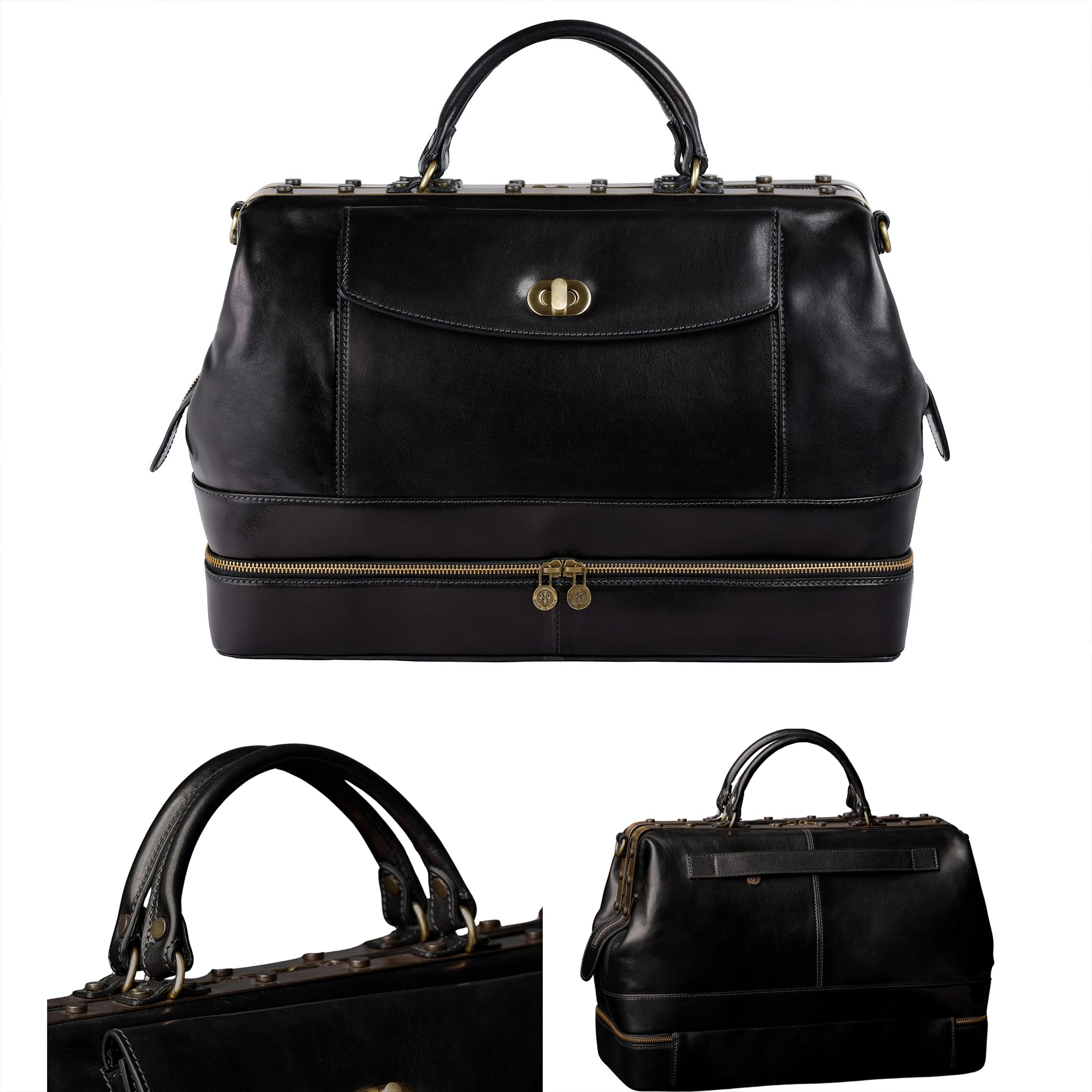 Time Resistance Gladstone - Borsa da medico in pelle, stile vintage