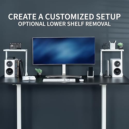 Miniatura 7 de VIVO Estantería de 2 niveles para colocar encima o debajo del escritorio de 13 pulgadas para accesorios de mesa, dispositivos de juego y más,