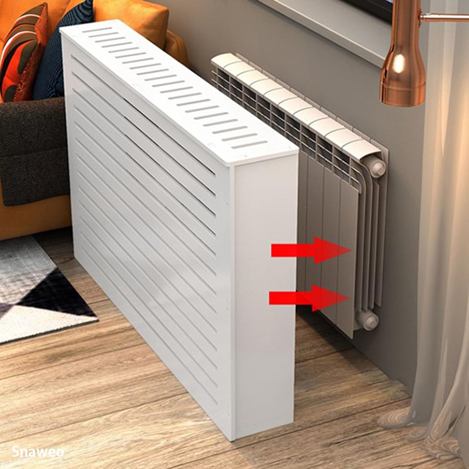 Radiator Covers for Home, MDF Heating Cover Cabinet, Radiator Cover Protective Heating Cabinet Storage Shelf Space, Heating Cabinet Shelf, for Home and Office, Horizontal Design(60x70x25cm)