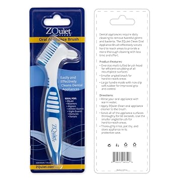 ZQuiet Clean Oral Appliance Brush, Dental Appliance Brush for Mouthpieces
