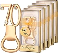 Vista 10 de 50 recuerdos dorados de fiesta de cumpleaños 60 con diamantes de imitación, perfectos para invitados, 60 abridores de botellas de cerveza, recuerdos