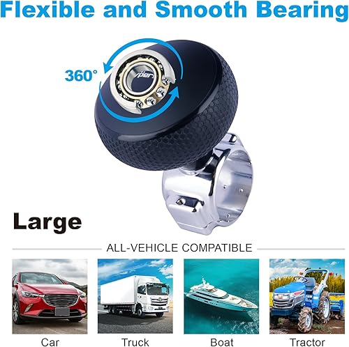 Miniatura 3 de Hypersonic Pomo giratorio grande para volante, bola giratoria para volante de vehículo, perilla suicida duradera para automóvil, SUV, camiones,