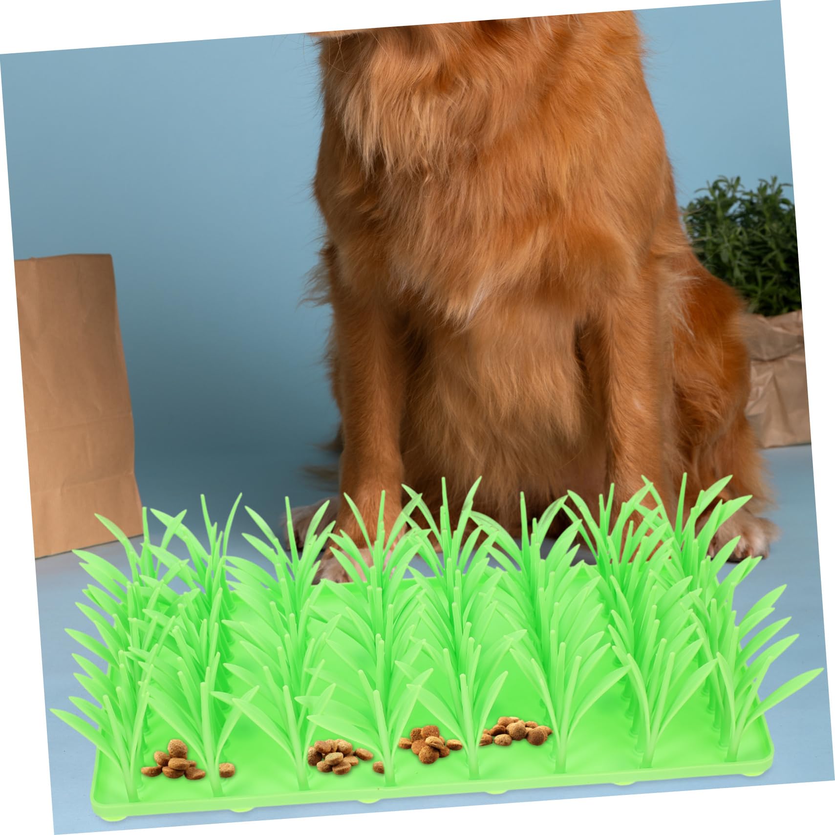 Tapis D’Alimentation Lent en Silicone pour Animaux, Design Herbe, Antidérapant, Interactif, pour Chiens et Chats, 100% Français