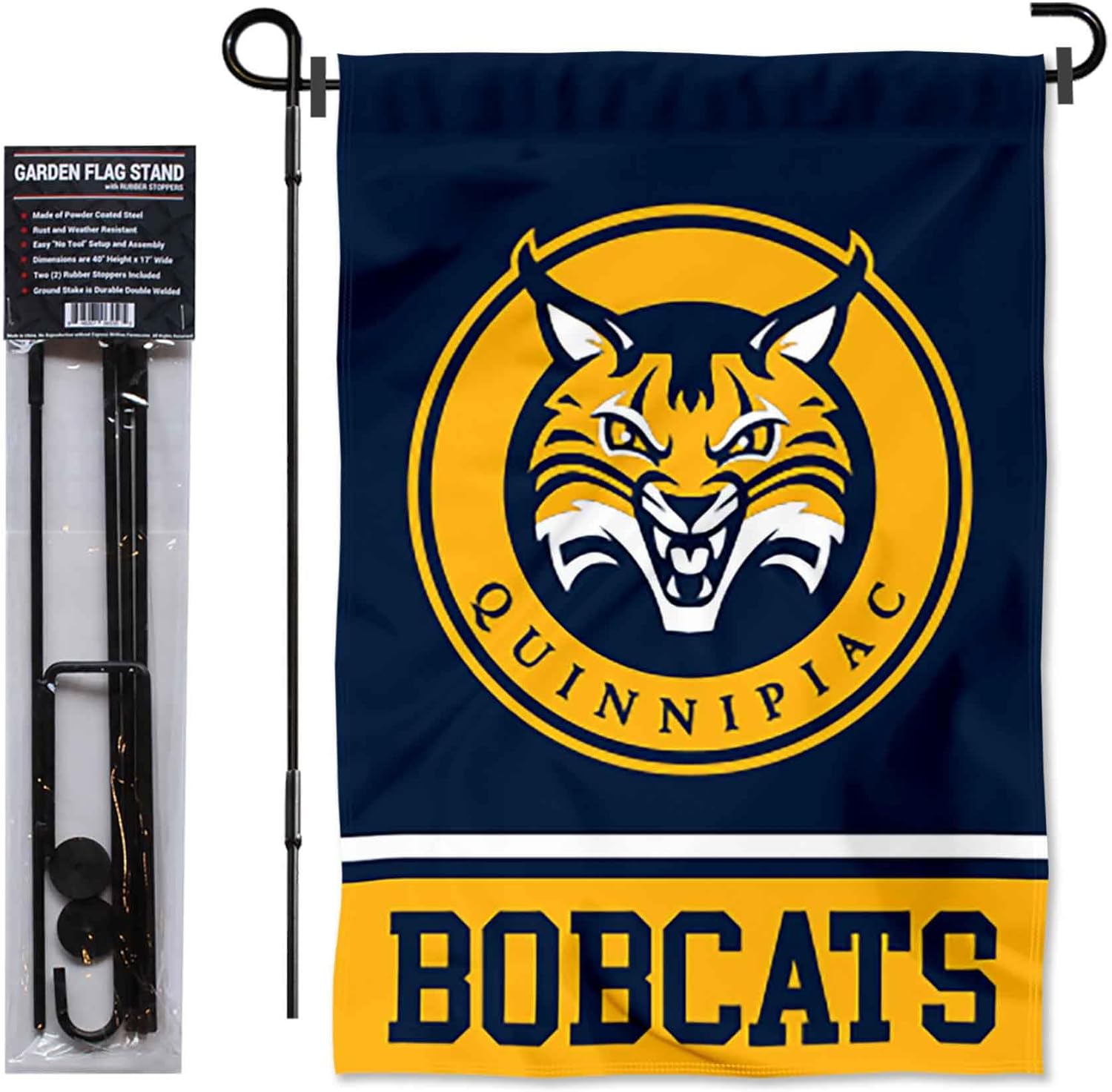 Quinnipiac Bobcats Garden Flag with Stand Holder - Image 2