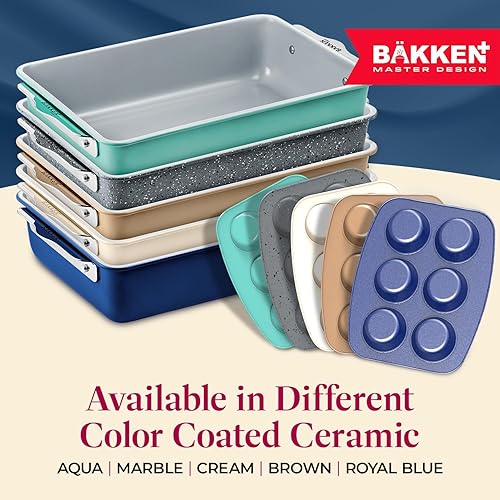 Miniatura 6 de Juego de 8 utensilios apilables para hornear, acero aluminizado con revestimiento antiadherente de cerámica, sin PFOA ni PFAS, horneado saludable,