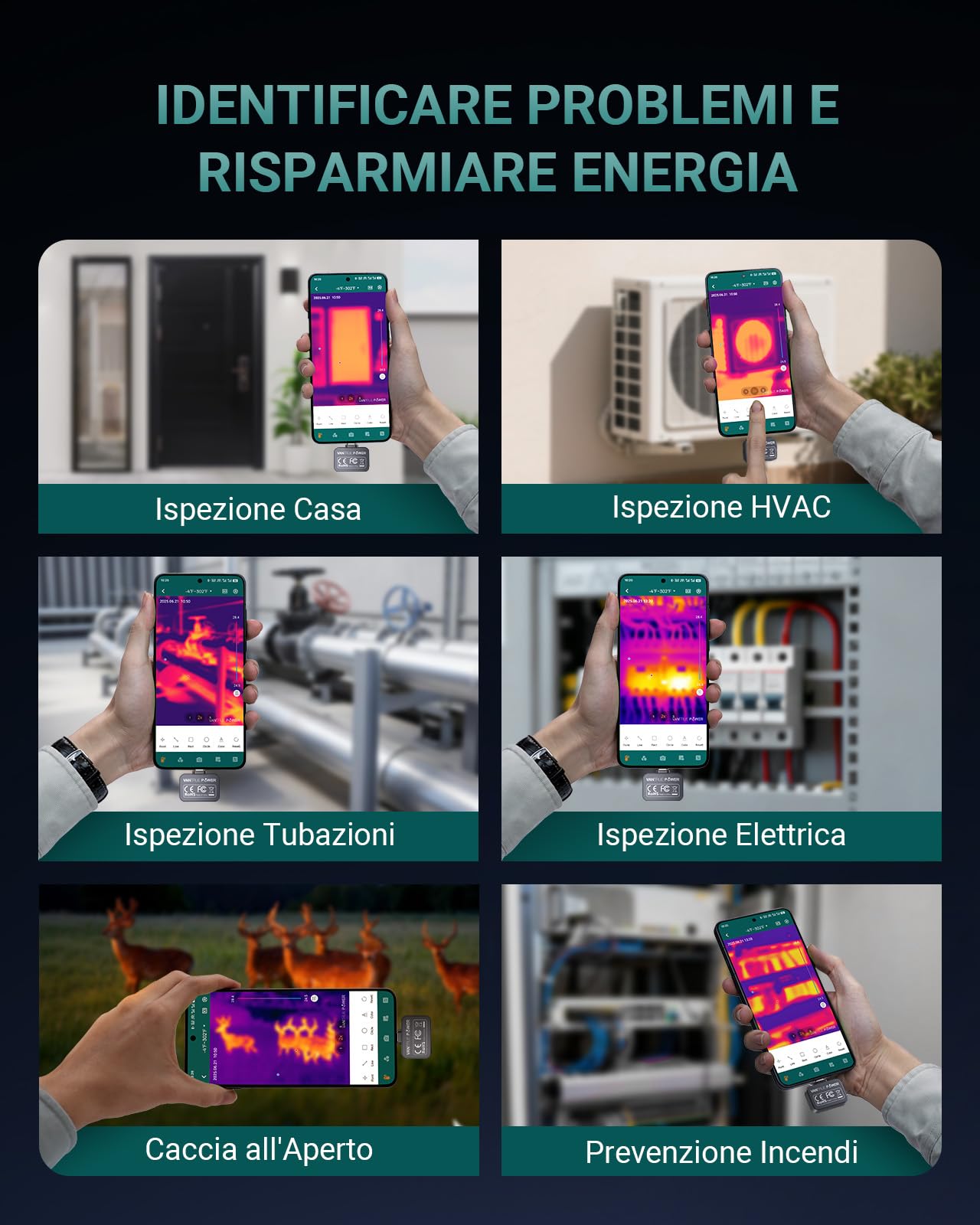 TS1 | Telecamera termica per Android, fotocamera a infrarossi con risoluzione super 512×384, fotocamera a infrarossi con USB-C, da -20°C a 550°C, ispezione domestica 15x Zoom