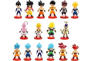 Set of 16 Exquisitely Crafted DBZ Anime Cake Toppers Featuring Iconic Goku Figures