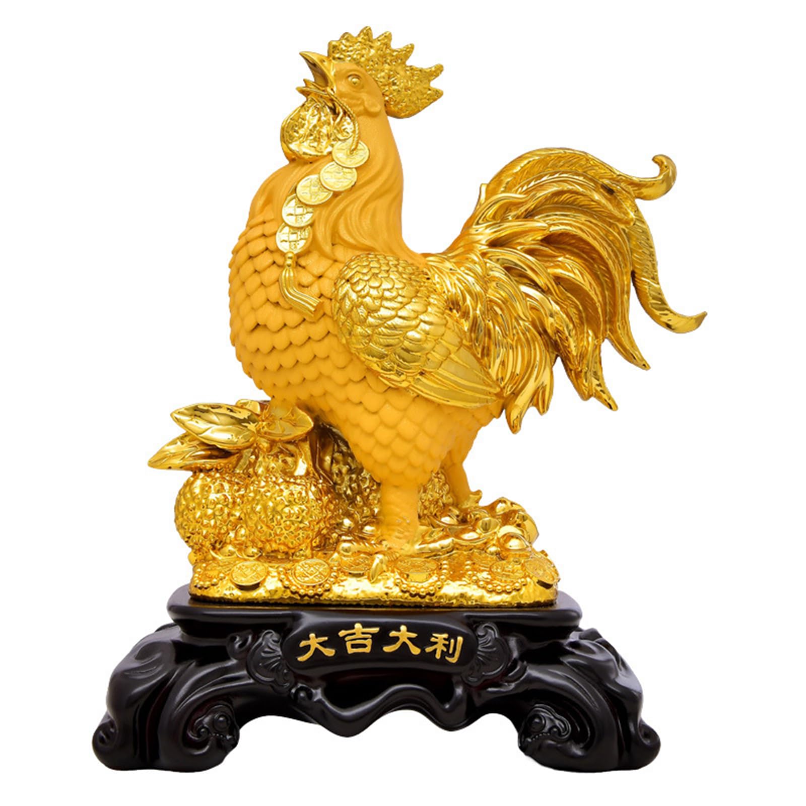 Hhhxkkuu Zodiac of the Rooster Feng Shui Lucky Golden Figurine Statue