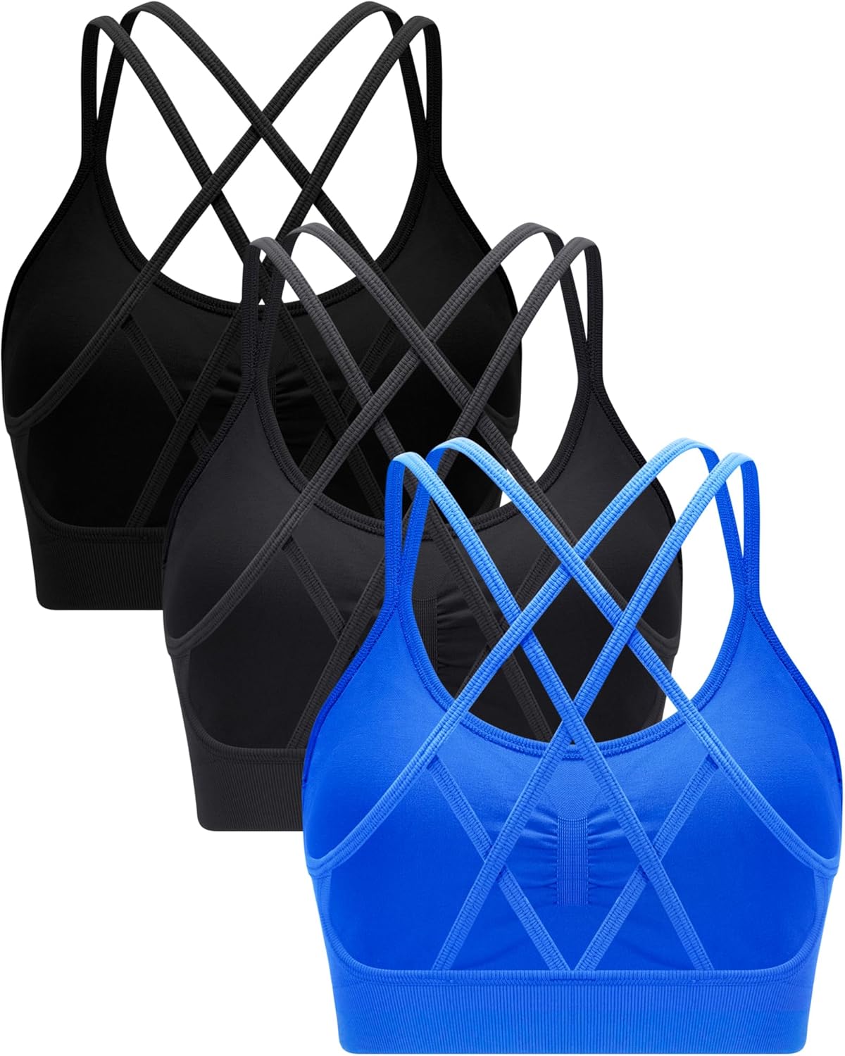 RUNNING GIRL Sports Bras for Women Pack Criss Cross Back Sexy Strappy Sports Bra Seamless Padded Yoga Bra with Removable Cups - Image 2