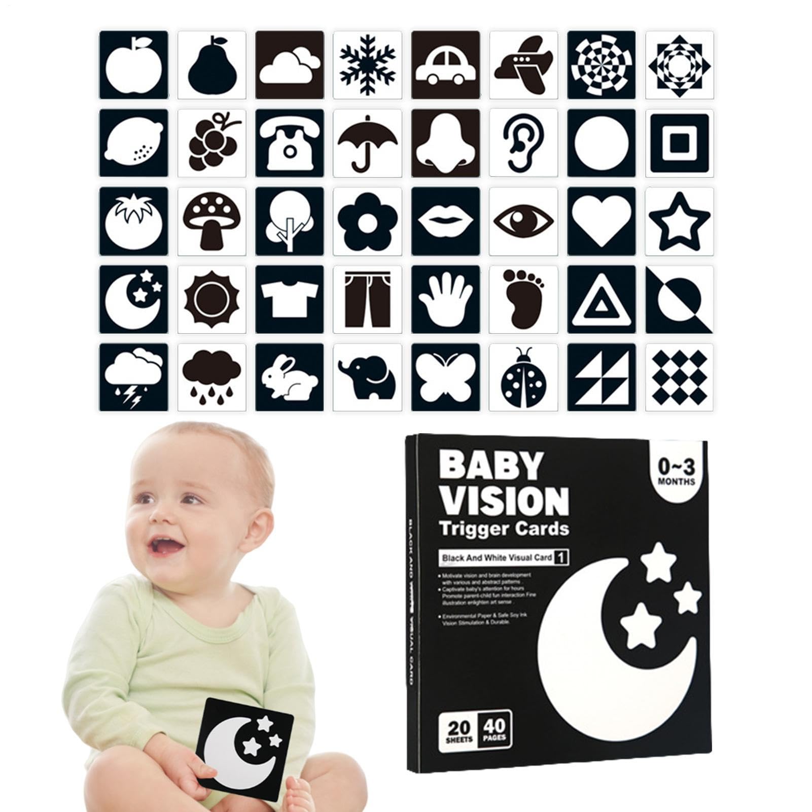 High Contrast Cards | Black and White Learning Activity Cards | Learning Activity Cards, Contrast Cards for Brain Development
