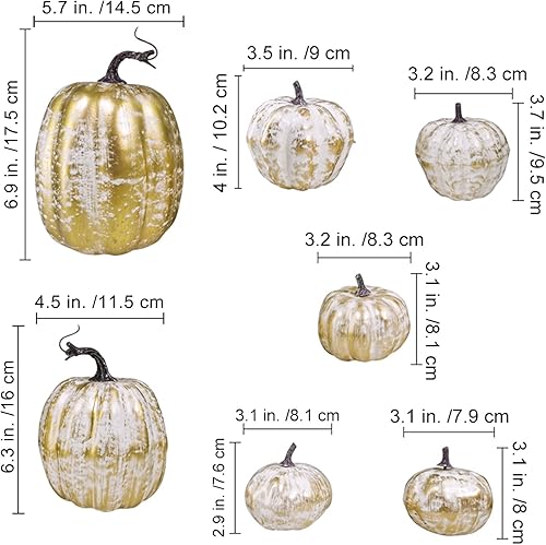 Vista 11 de Winlyn 7 calabazas artificiales verdes surtidas, calabazas de cosecha de color verde oscuro, calabazas decorativas de espuma para granja, otoño