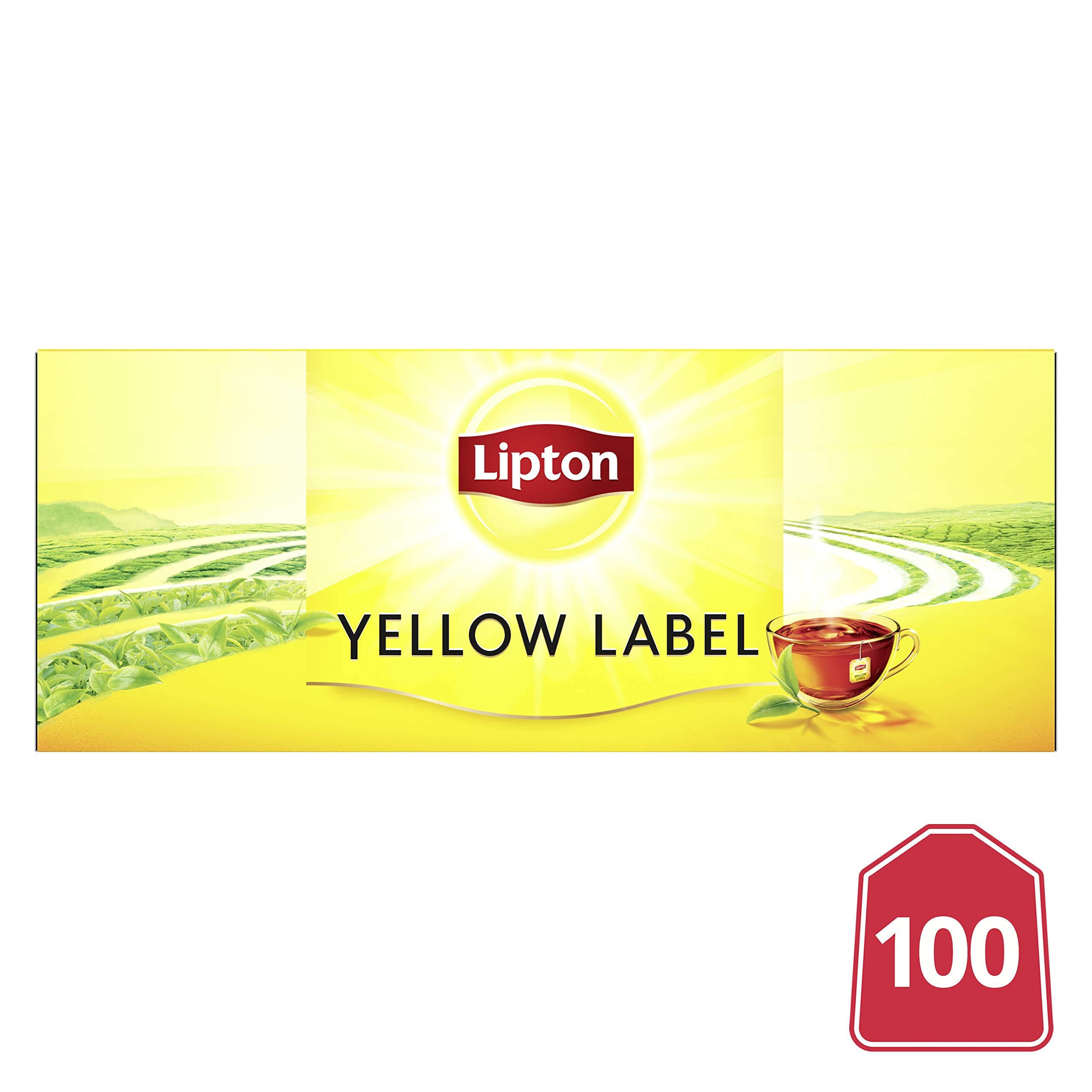 Lipton Yellow Label | czarna herbata | z ręcznie zbieranymi liśćmi | na bazie roślin, pojedynczo pakowane torebki | certyfikat Rainforest Alliance | 1 opakowanie | 100 torebek