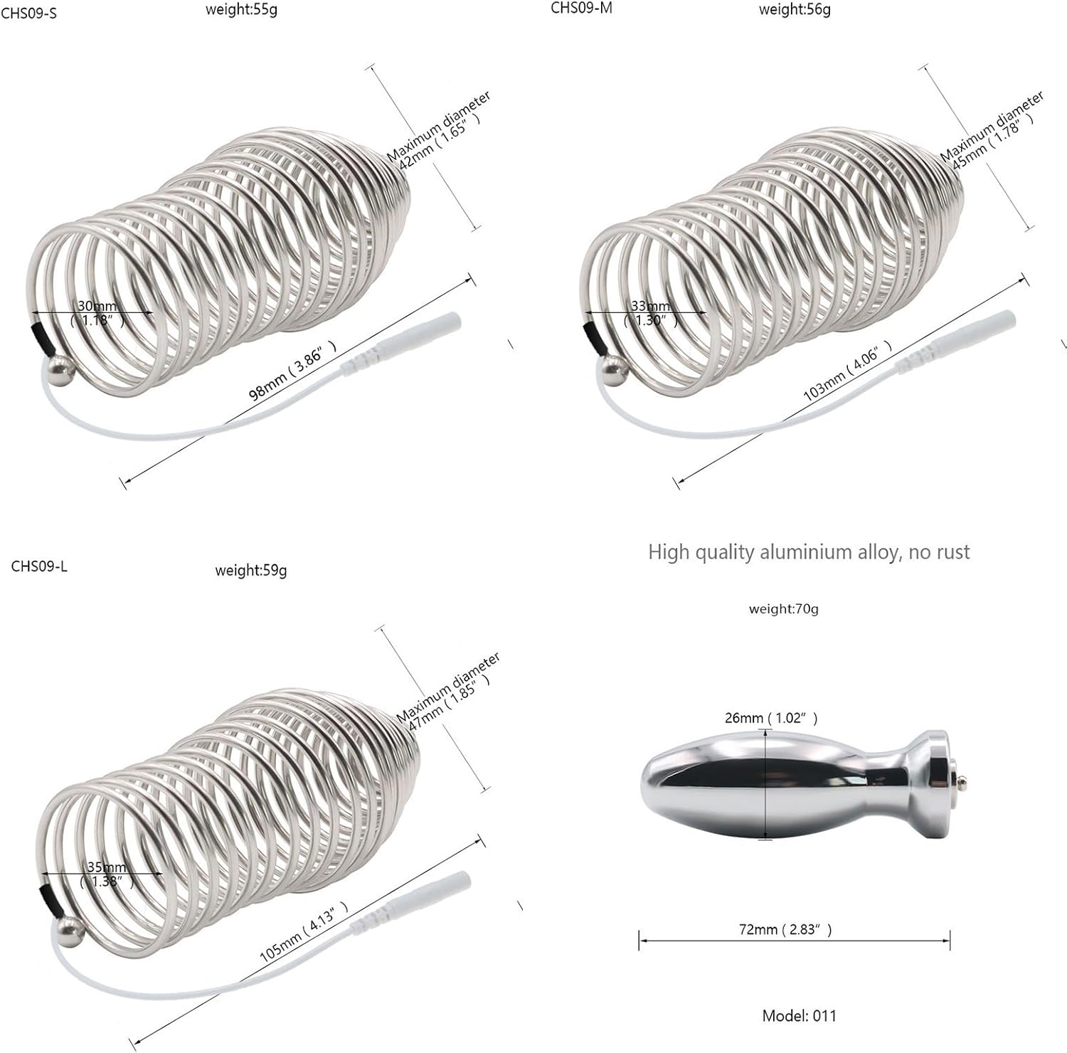 Electric Shock Multiple Hollow Penis Ring Cage Stainless Steel Anal Plug Electric Shock Combination Set Sm Sexy Male and Female Adult Sex Toys