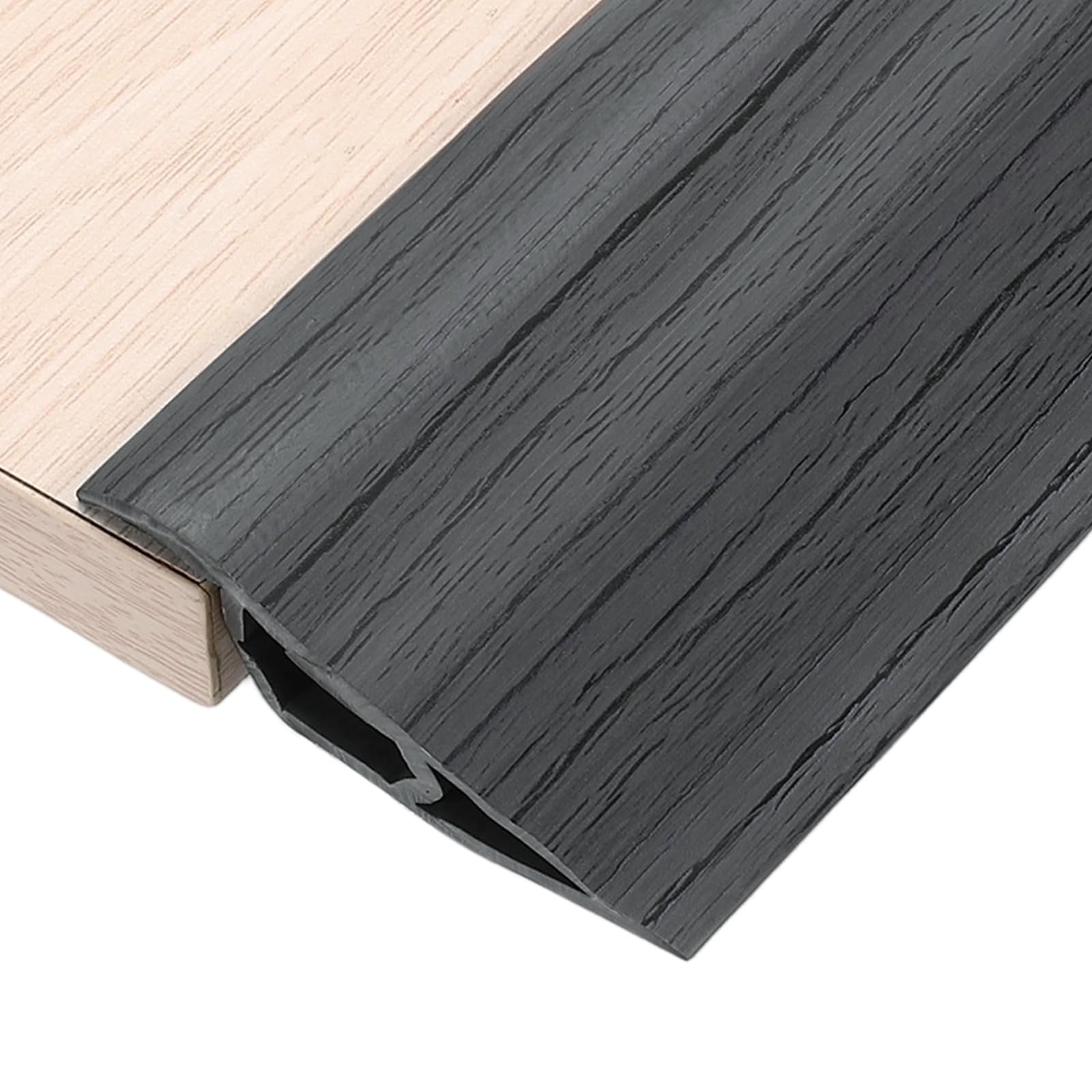 sourcing map 6.56Ft x 2.8" x 0.91" Floor Transition Strip, Self Adhesive Carpet Edge Strip, Vinyl Gap Cover, Laminate Edge Trim for Uneven Surfaces from 11/16" to 13/16", Dark Gray Wood Grain